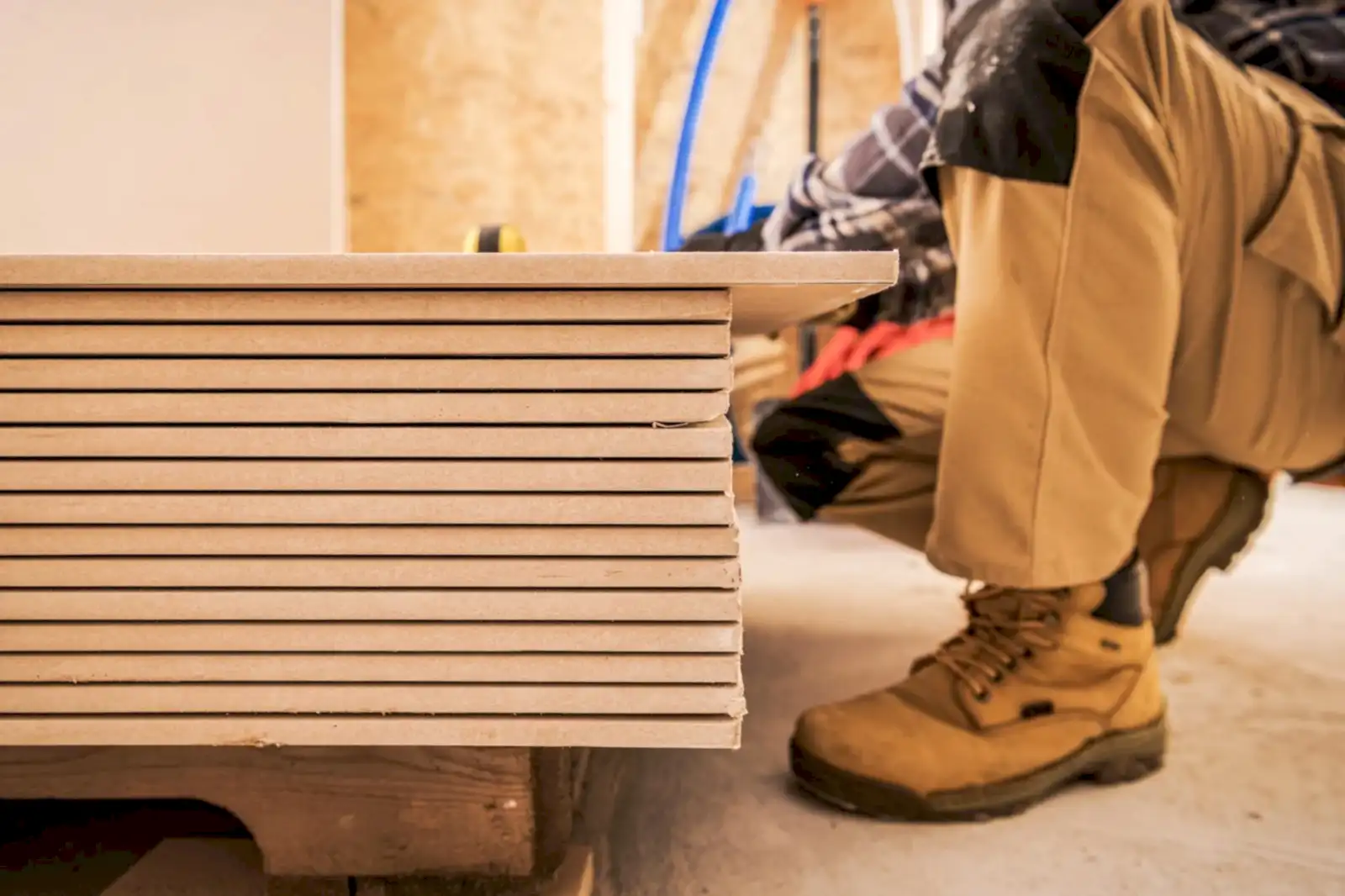 Drywall Sheets Building Material. Interior Finishing. Construction Industry Theme.